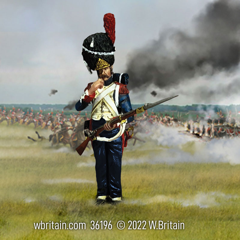 French Imperial Guard in Campaign Trousers Guard Tearing Cartridge