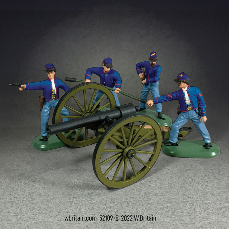 10 Pound Parrott Cannon with 4 Union Artillery Crew