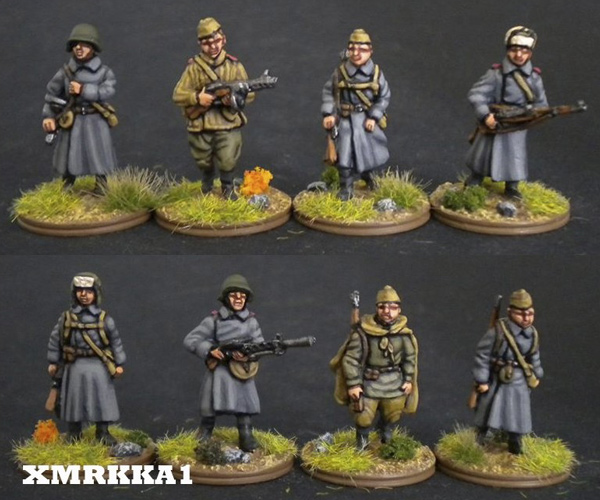 WWII Soviet Squad Walking in Winter Uniforms
