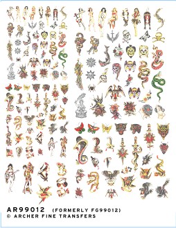 Traditional Old School Tattoos Mix #1 for 54mm, 1/32, 1/35 to 170 mm