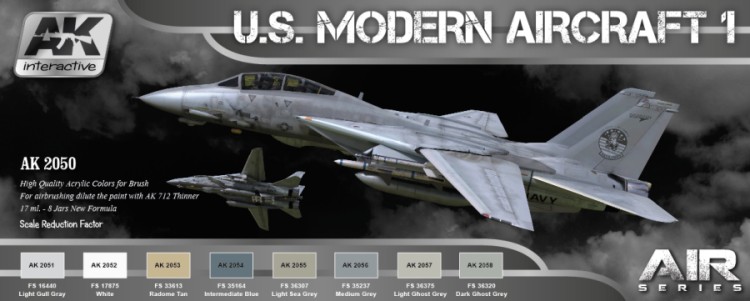 Air Series: US Modern Aircraft 1 Colors Paint Set (8 Colors) 17ml Bottles