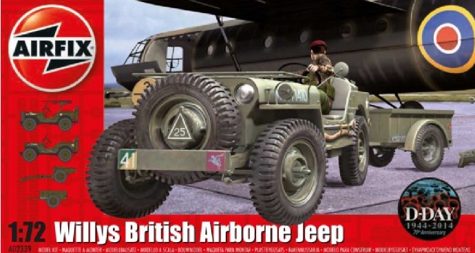 WWII Willys British Airborne Jeep, Trailer & 75mm Howitzer M1 Gun D-Day