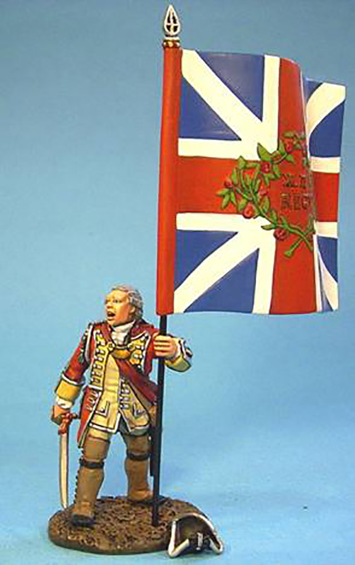 BATTLE ON THE MONONGAHELA 1755 - BRITISH OFFICER WITH COLORS #BM-11 - 1 AVAILABLE OOP