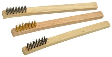 3pc Assorted Mini Wire Brush Set w/Wooden Handles