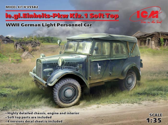 WWII German le.gl.Einheitz PkwKfz 1 Light Personnel Car w/Soft Top