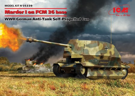 WWII German Marder Tank on FCM 36 Base w/Self-Propelled Gun