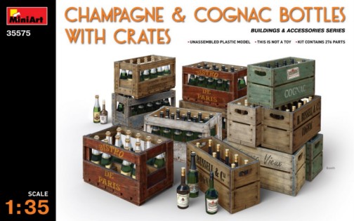 Champagne Cognac Bottles w/Crates
