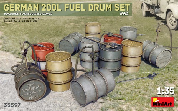 WWII German 200L Fuel Drum Set (12)