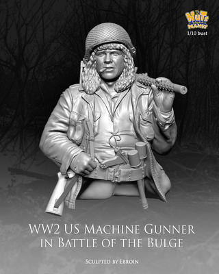 WW2 US Machine Gunner in Battle of the Bulge