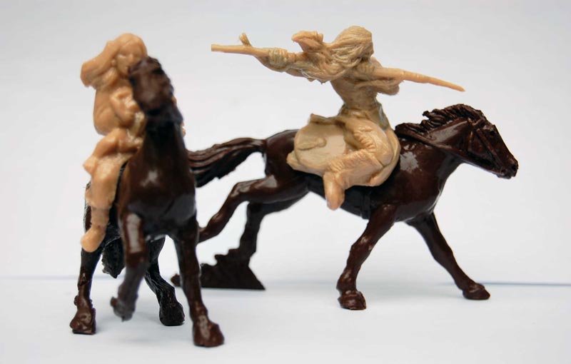 Comanches Mounted Set 2 - with Spear and Woman with Babies