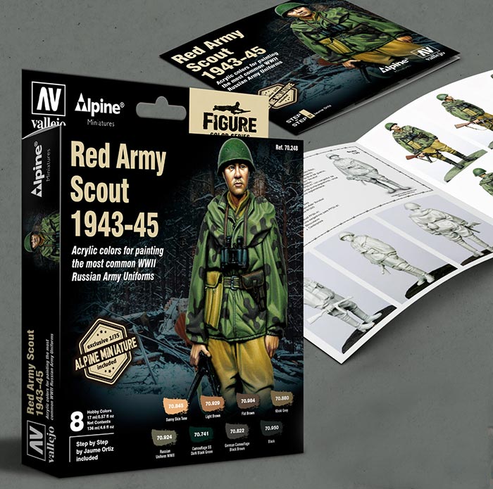 Vallejo WWII Red Army Scout 1943-45 Figure Model Color Paint Set (8 Colors)