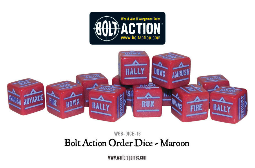 Bolt Action Orders Dice Packs - Maroon