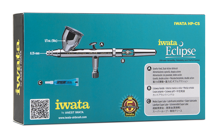 Aerógrafo Iwata Eclipse HP-CS – Alimentación Por Gravedad – Con Manguera Incluida – Para Pintura Fina Y Modelismo