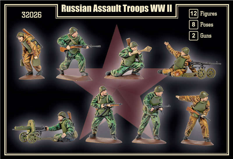 Mars 32026 1/32 Russian Assault troops Plastic toy soldiers World War Two 