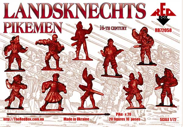 16th century Red Box 72057 Landsknechts 1/72 toy soldiers Sword/Arquebus 
